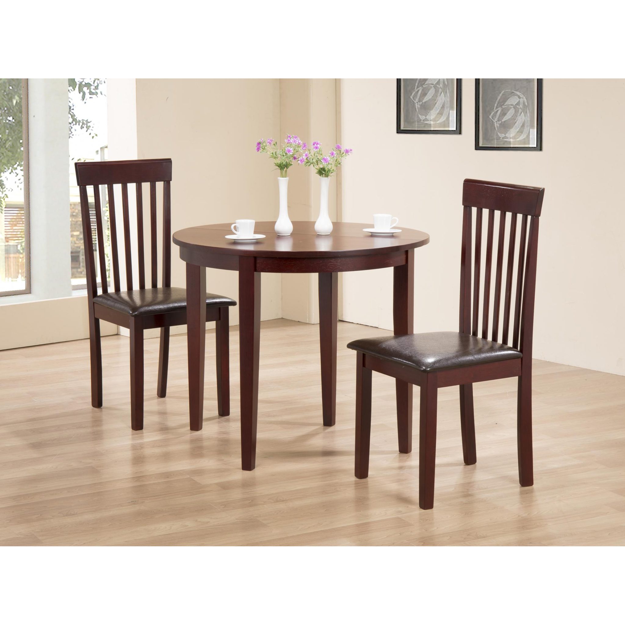 Lunar Dining Set with 2 Chairs - Mahogany